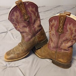 Kids Ariat Brown and Purple Western Boots